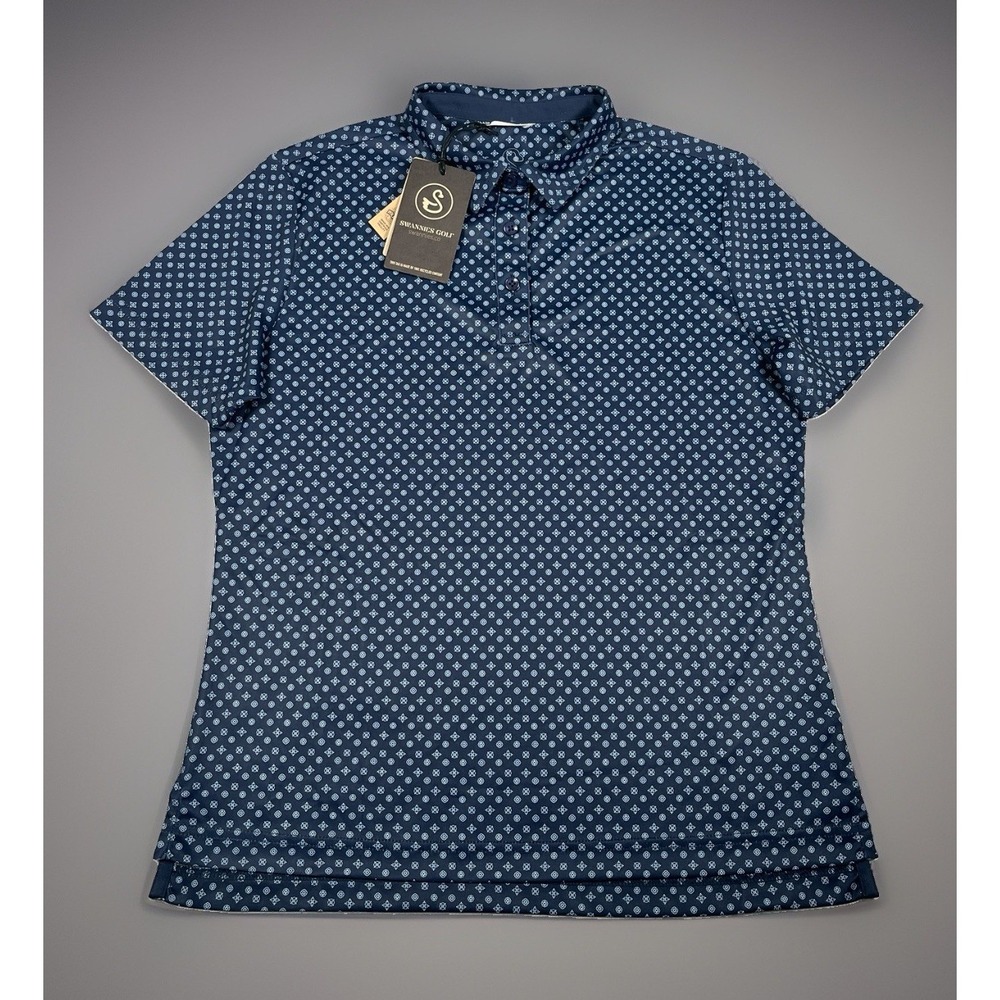 Swannies Julia Golf Polo Women's Small Navy Micro Medallion Performance NWT